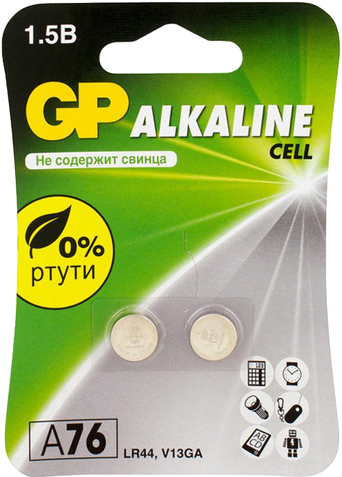 БАТАРЕЙКА GP ALKALINE A76F-2CRU2 (2 ШТ. В БЛИСТЕРЕ) (10/480)