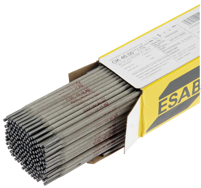 Электроды "ESAB ОК - 46", Ø3 мм. х L - 35 см. (в упаковке 5,3 кг.)