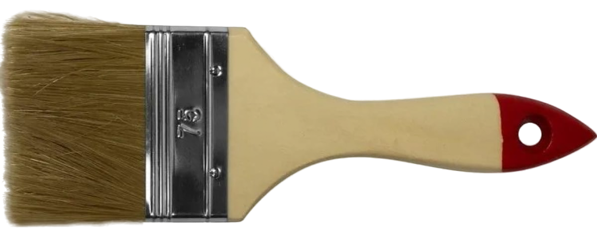 Кисть плоская "BOHRER Стандарт", натуральная щетина (44х12 мм.), деревянная рукоятка, ширина 75 мм. 