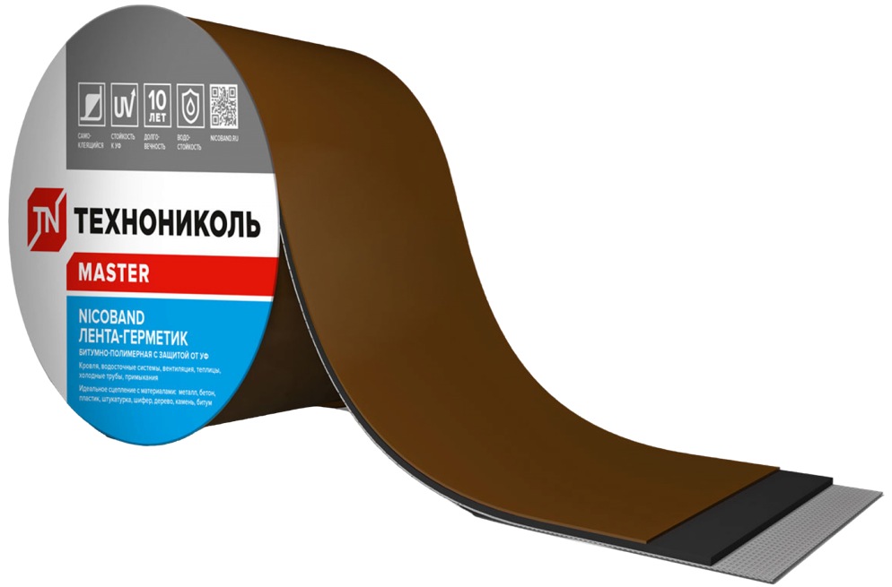 NICOBAND Лента самоклеящаяся герметизирующая, цвет КОРИЧНЕВЫЙ, 15 см. Х L - 3 пог.м.