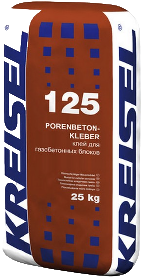 KREISEL 125 Клей для блоков из ячеистого бетона PORENBETONKLEBER, 25 кг., расход - 1 м3 (42)